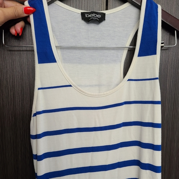 Bebe blue and white stripe midi dress - Picture 2 of 4
